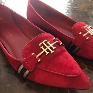 Tommy Hilfiger red suede flats